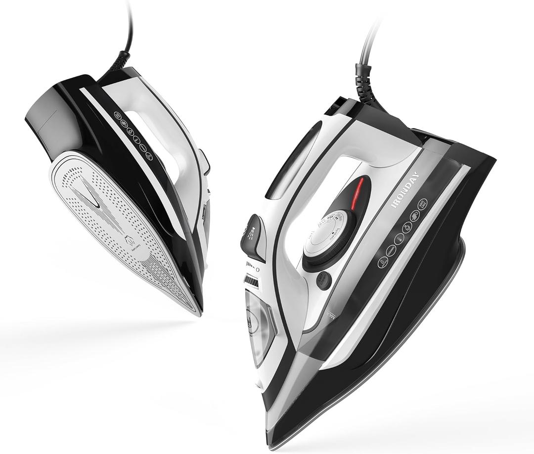 Steam Iron for Clothes Rapid Heating, 1700W Iron with Non-Stick Ceramic Soleplate, 3-Way Auto-Off, 14.07oz Water Tank Ironing Clothes for Home