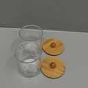 Glass Apothecary Jars with Bamboo Lids for Bathroom Organization, Q tip Holder and Cotton Ball Holder are Great for Farmhouse Decor, Rustic Bathroom Decor-2 Pack
