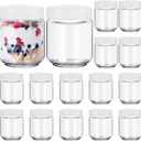 Baderke 16 pcs Overnight Oats Containers with Lids, Glass Jars for Yogurt Maker Reusable Glass Mason Jars Canning Yogurt Container for Chia Pudding, Salad, Parfait, Snacks, Spice (6 oz)