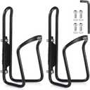 USHAKE Water Bottle Cages, Basic MTB Bike Bicycle Alloy Aluminum Lightweight Water Bottle Holder Cages Brackets, (2 Pack- Drilled Holes Required) (Black)