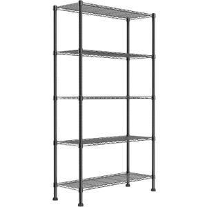 REGILLER 5-Wire Shelving Metal Storage Rack Adjustable Shelves,Standing Storage Shelf Units for Laundry Bathroom Kitchen Pantry Closet(Black,14.1" D x 36.1" W x 71.5" H)