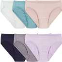 Fruit of the Loom Women's Breathable Underwear, Moisture Wicking Keeps You Cool & Comfortable, Available in Plus Size (5, Cooling Stripes - Bikini - 6 Pack - Colors May Vary)