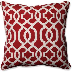 Pillow Perfect Trellis Indoor/Outdoor Accent Throw Pillow Plush Fill, Weather, and Fade Resistant, Floor - 25" x 25", Red New Geo