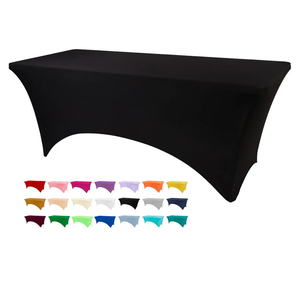 BDDC Table Covers for 6 Foot Tables, Black Washable and Wrinkle Resistant Stretch Tablecloths Rectangle 6ft for Events, Wedding, Banquets, Parties