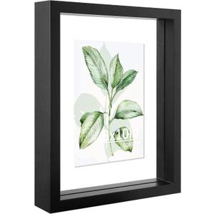 CORE ART 8x10 Floating Picture Frame,Double Plexglass Floating Frame for 5x7,4x6 Pictures,Wall or Tabletop Display, Black