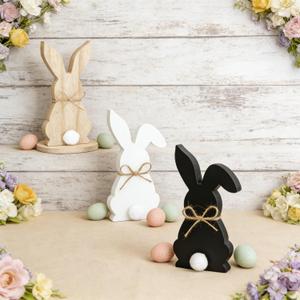 3PCS Easter Bunny Table Centerpiece Signs Rustic for Home Tiered Tray Farmhouse Decor Suitable for Various Tabletops Bookshelves Parties and Easter Furniture Decorations Easter Decorations