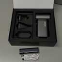 JISULIFE Portable Handheld Turbo Fan, 100 Speeds Adjustable Mini Personal Fan, 9000mAh USB Rechargeable Battery Operated, LED Display, Metal Shell with Accessories Gifts for Men Women Travel- Grey