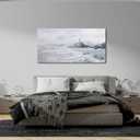 Belmrxne Coastal Wall Art Grey and White Ocean Wall Decor Lighthouse Canvas Painting Textured Aesthetic Artwork for Living Room Bedroom Dining Room Office 24x48 Inches