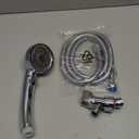 High Pressure Shower Head with Handheld, On Off Shower for RV with Stop Button and 3 Modes, Detachable Water Saving Shower Head with Hose and Self-Adhesive Bracket (Chrome)