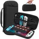 2 x TIGOJH Carrying Case compatible with Nintendo Switch 2 (2025), Switch 2 hard travel case, Nintendo Switch 2 carry case with 10 game cartridges and pocket for Switch 2 Accessories,Black