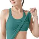 Yoga Racerback Tank Top for Women with Built in Bra,Women's Padded Sports Bra Fitness Workout Running Shirts (Blue, S)