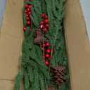 24 Pcs 18 Inch Real Touch Norfolk Pine Branches Christmas Greenery Stems with Pinecones & Red Berries for Christmas Decorations