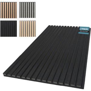 AKUMAX 0.7 in Thick Wood Slat Acoustic Wall Panels, 2-Pack, Black Oak