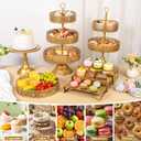 7PCS Cake Stand Gold Metal Dessert Table Display Set, Cupcake Stand, Cupcake Tower Stand and Fruit Candy Donut Risers Stands for Weddings, Birthdays, Baby Showers, and Anniversary Celebration