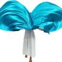 Wuchieal 51'' * 45'' rectangle Worship Flags, silk like Prophetic Worship Banner Praise Flags with Scalable Rods 1 pairs (Light blue)