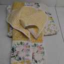 Joyreap 3 Pieces Floral Patchwork Quilt Set King, Yellow n White Flowers Design, Soft n Cozy Microfiber Quilt, Bedspread Bed Cover for All Season, 1 Quilt and 2 Pillow Shams- 102x90 inches