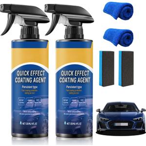 2PCS Car Coating Spray, Quick Effect Coating Agent, Quick-Advanced Car Acting Coating Agent Spray, Coat Car Wax,Car Scratch Wax Coating, Oil Film Emulsion Glass Cleaner