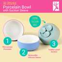 Elk and Friends Kids Porcelain Bowls with Silicone Suction Sleeves | Suitable for Babies/Toddlers | Microwave & Dishwasher Safe | Stay Put Dinnerware | Snack Dishes | 2 Pack