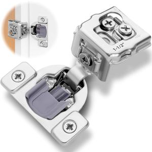 DecoBasics 30 Pack 1-1/2" Overlay Soft Close Cabinet Hinges for Kitchen Cabinets -Satin Nickel Self Closing Kitchen Cabinet Hinges Concealed with Built-in Soft Close Hinges Damper -3 Way Adjustability