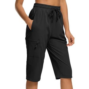 DEVOROPA Women's Hiking Long Shorts Knee Length Lightweight Quick Dry Cargo Athletic Bermuda Beach Shorts with Zipper Pockets, 2XL