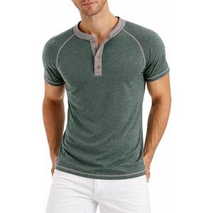 Men's Henley Shirt (Single or 2-Pack), Short Sleeve Raglan Smooth-Finish, Low-Lint & Soft All-Season Layering Top, XXL