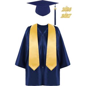 SOMSOC 4 Pieces Kindergarten Graduation Cap and Gown Set for Preschool Nursery Kids Graduation Stole Gown with 2026 Tassel, Small