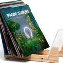 KAIU Vinyl Record Storage Holder - Solid Wood with Crystal Clear Acrylic Holder - Premium Design, Perfect 12" LPs or 7" Singles Display Unit - Stores and Supports up to 50 Albums (Natural)