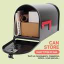 Zinovo Metal Post Mount Mailboxes for Outside,Galvanized Steel,Waterproof,Medium Capacity,Red Flag Indicated,Modern Style,Mail Boxes for House Outside/Residential,Black,18.8 x 9 x 6.7 inches