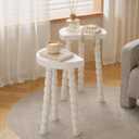 LitaEther Bobbin Side Table, Solid Wood Half Moon End Table, Small Wooden Accent Table with Chunky Turned Legs, Plant Stand for Living Room Bedroom Entryway, Modern Farmhouse Bedside Table, White, 11.8" x 7.9" x19.5"