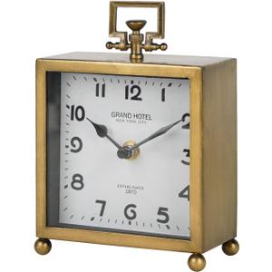 NIKKY HOME Small Gold Table Clock, Silent Non-Ticking Classic Battery Operated Decorative Mantel Desk Shelf Clock for Living Room Decor