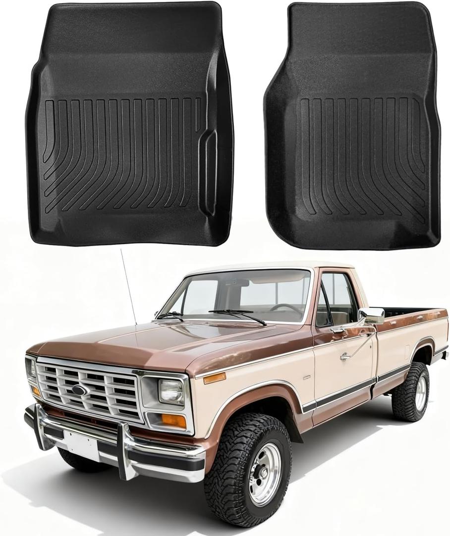 Floor Mats Compatible with Ford F150/Bronco 1980-1996, for F250/F350 1980-1997, Custom Fit TPE All Weather Car Floor Liner Full Set Compatible with Ford Truck Accessories