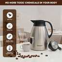 Thermal Coffee Carafe, 2L/68 Oz Stainless Steel Vacuum Insulated Thermoses, Double-Wall Design, 24-Hour Hot & Cold, Leak-Proof, Portable for Travel,Camping,Office