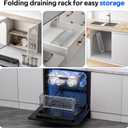 Dish Drying Rack Stainless Steel Collapsible Foldable Small Dish Rack Countertop Portable Drainer with Drying Mat for Kitchen Dorm RV Campers Travel Trailer Space Saving