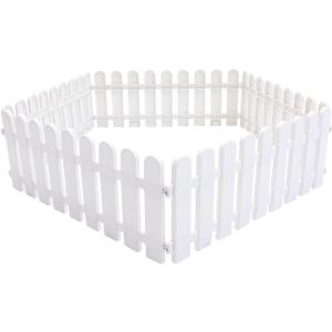 Kisangel 5Pcs White Plastic Picket Fence, Garden Border Edging 19.7x7.9