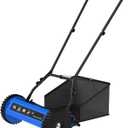 16-Inch Reel Lawn Mower with Grass Catcher and Tool-Free Blade Adjustment, 5-Blade Manual Push Lawn Mower, 5-Position Height Adjustable