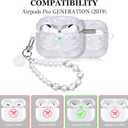 3 x Cute Case for Airpods Pro with Pearl Keychain Lanyard Cover Compatible with AirPod Pro (2019) 1st Generation Shell for Women (White)