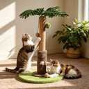 Palm Tree Cat Scratching Post,Cat Tree With Leaves,23" Tall Vertical Cat Scratching Post Tall,Scratcher Post Sisal Rope Wrapped Coconuts Tre Cats Climbing Tower With Hanging Toys.