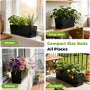 2 x Self Watering Pots for Indoor Plants 17 Inches Window Boxes Planters Rectangular Flower Pots Rectangle Herb Pots Large Plant Pots with Drainage Holes and Saucers Windowsill Planter (2, Black)