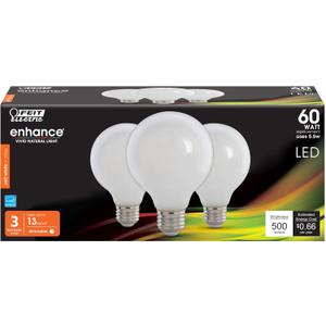 Feit Electric 60-Watt Equivalent G25 Dimmable Filament LED Energy Star 90+ CRI White Glass Light Bulb, Soft White (3-Pac Feit Electric 60-Watt Equivalent G25 Dimmable Filament LED Energy Star 90+ CRI White Glass Light Bulb, Soft White (3-Pac