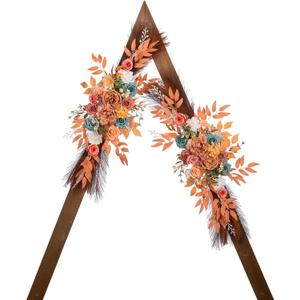 Wedding Arch Flowers, Artificial Flowers for Decoration, Large Flower Swag for Boho Styles Wedding Ceremony Floral Decor - Pack of 2 (Orange&pampas Dark Coffee)