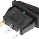 X AUTOHAUX Interior AC 250V/20A LED Rocker Switch On-Off 3 Pins Toggle Switch Waterproof for Caravan Camper Dashboard Green