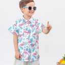 2-10T Boys Novelty Hawaiian Short Sleeve Button Down Dress Shirt (White)