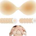 Upgraded Sticky Bra Push Up, Ultra-Thin Strapless Bra for Backless Dress, Adhesive Bra with 12 Nipple Covers