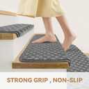 Bullnose Stair Treads Non Slip 9.5" x 32", 14 Pcs Carpet Stair Treads for Wooden Steps Indoor with Edge Protection, Reusable Peel and Stick TPU Backing Stair Runner Rugs - Lattice Pattern Grey