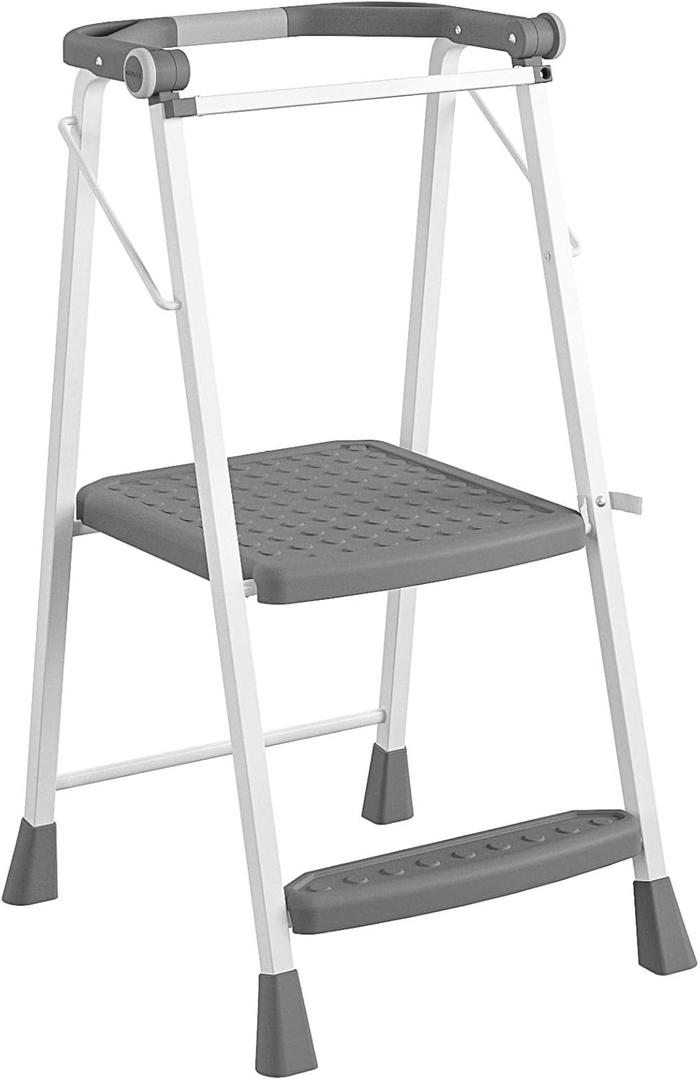 COSCO 2-Step Kitchen Stepper Adult Folding Step Stool, Kids Folding (Steel/Resin) (Gray)