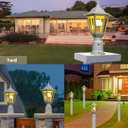 FUDESY Dusk to Dawn Outdoor Post Light, White Modern Exterior Post Lantern with Pier Mount Base, Plastic Waterproof Lamp Light Fixture for Garden Yard Patio Pathway, LED Bulb Included