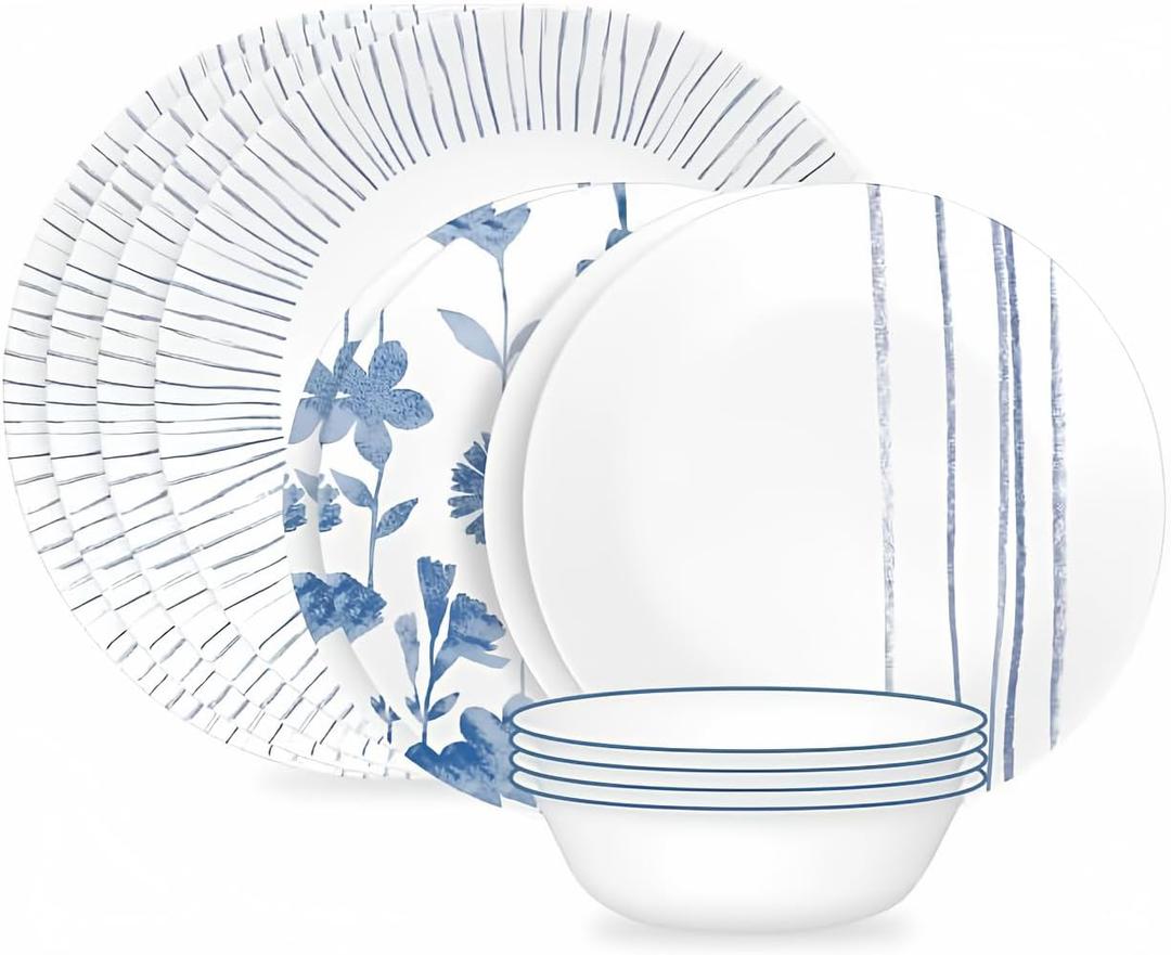 Corelle Botanical Stripes 12-piece Dinnerware Set, Service for 4, 1149161