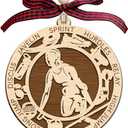 2 x Track And Field Girl Wooden Ornament Layer - Christmas Tree Hanging Decoration - Rustic Farmhouse Holiday Ornament - Unique Double Layer Wood Ornament For Female Athlete Runner Appreciation Decoration