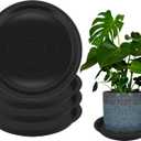 4 Pack 16 Inch Round Plant Saucers for Less 14 Inch Pot Indoors Outdoors Plant Trays for Pots Planter Saucer Plastic Drip Tray Planter Water Tray(Black, 16"(4pcs))