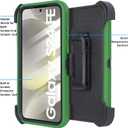 Compatible for Samsung Galaxy S25 Case with Rotating Belt Clip Holster & Built-in Screen Protector, Heavy Duty Shockproof Rugged Armor Protective Cover with Kickstand (Green)